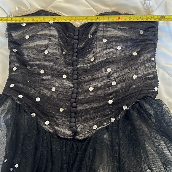 Vintage Custom Made Black Corset Sweetheart Ball gown Rhinestones Sequins Small - Picture 12 of 17